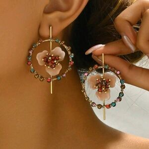 Stunning Floral Beaded Earrings New!